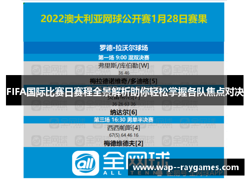 FIFA国际比赛日赛程全景解析助你轻松掌握各队焦点对决 FIFA国际比赛日赛程全景解析助你轻松掌握各队焦点对决